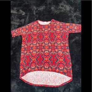LuLaRoe Short Sleeve Red/Orange/Blue Top